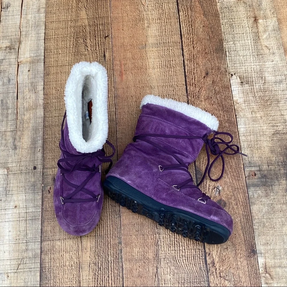 TECHNIA Purple / Grape Suede with Faux Fur MOON BOOTS Vintage Size 5